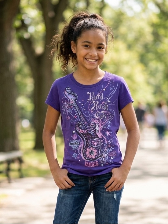 Hard Rock Cafe Other - NWT Hard Rock Cafe Bangkok Girls Purple Guitar Graphic Tee Shirt Large